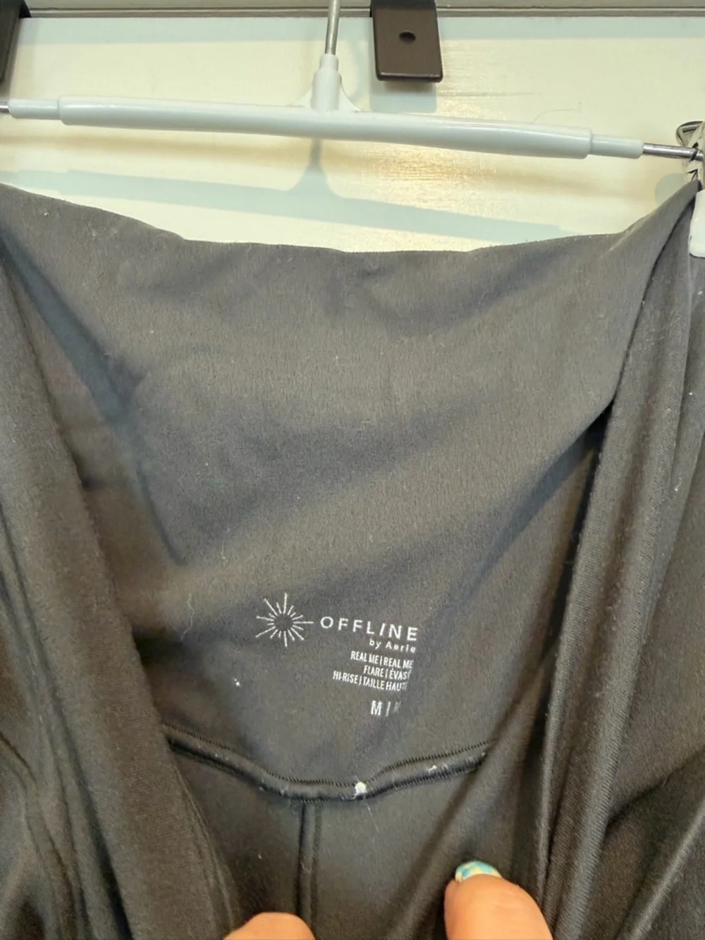 Aerie Charcoal Grey High-Waist Flared Women's Leggings Yoga Pants Crisscross - Picture 3 of 4